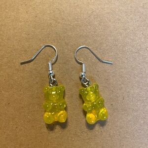 ☀️3/$9☀️ Yellow Glitter Resin Gummy Bear Dangle Earring